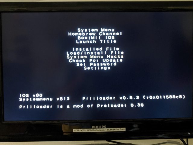 Priiloader Main Screen