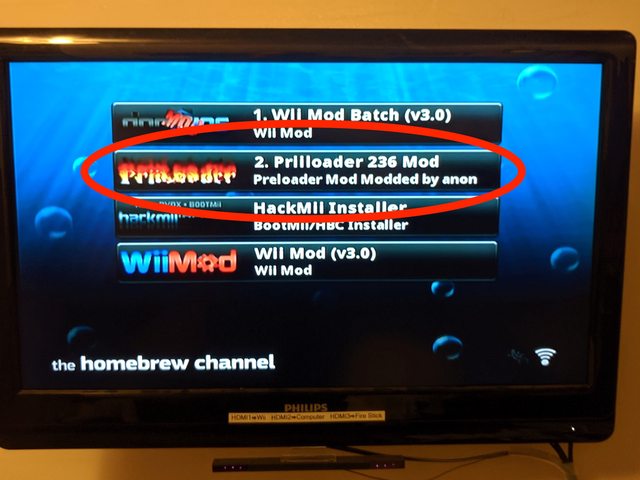 Priiloader on the Homebrew Main Screen
